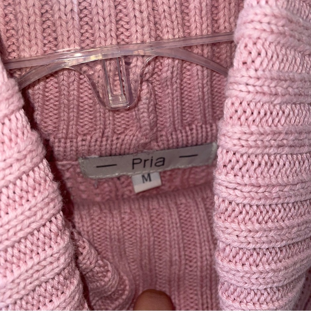 Pria Baby Pink Cable Knit Turtleneck Sweater - Picture 5 of 6